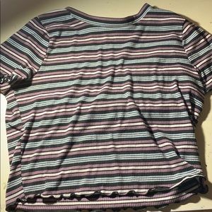 Cropped striped T-shirt
